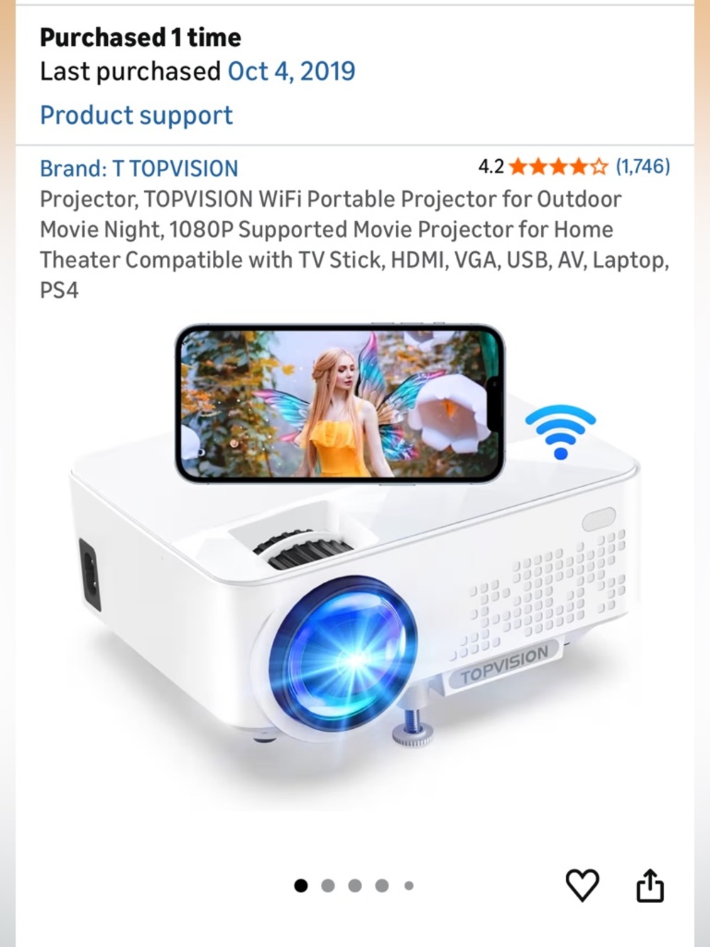 TopVision Portable LED Projector - Brown Cardboard Box